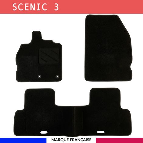 Tapis de voiture sur mesure pour Renault Scenic 3 (2009-2016) – 3 pièces – Antidérapant AUTOGRIP® – Protection velours et talonnette renforcée