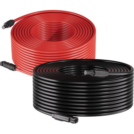 Mophorn Solarkabel Verlängerung 19,9 m Schwarz und Rot, 10 AWG, Solarverlängerungskabel mit MC4 Steckverbindern, IP67 Wasserdichtes Kupferkabel, geeignet für Photovoltaikanlagen