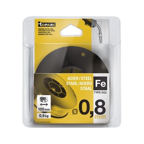Alambre de acero ø 0,8 mm - Bobina de plástico S100 0,9 kg - ER70S-6 / G3S I1