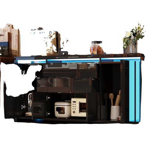 Buffet, Design Moderne, Rangement Ample, noir (1/2)
