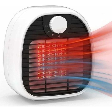 Termoventilatore in ceramica da 1000 W con 2 impostazioni di calore, protezione contro il surriscaldamento e il ribaltamento, ideale per bagno e soggiorno -Crezuo