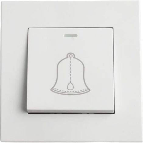 Interrupteur de sonnette en plastique ABS pour maison et hôtel, 86 mm, bouton poussoir mural avec indicateur LED, blanc, pour systèmes électriques AC 220 V (1/5)