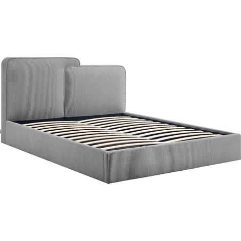 Lit coffre 180 x 200 cm - Velours côtelé - Gris - NAYOLA (1/5)
