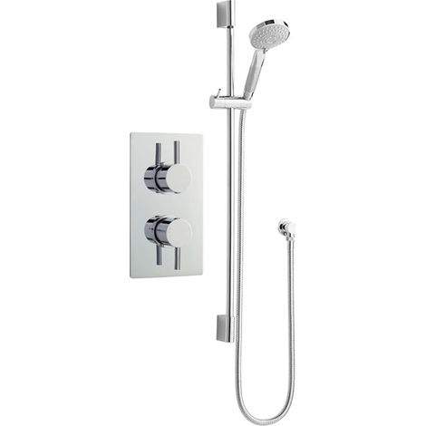 Nuie Rectangular Twin Valve Concealed Mixer Shower with Slider Rail Kit (1/2)