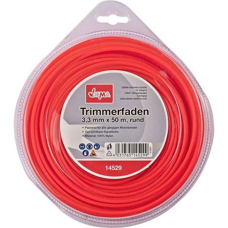 Motorsense Freischneider Mähfaden Trimmerfaden 3,3mm-50m rund Nylon Signalfarbe (1/2)