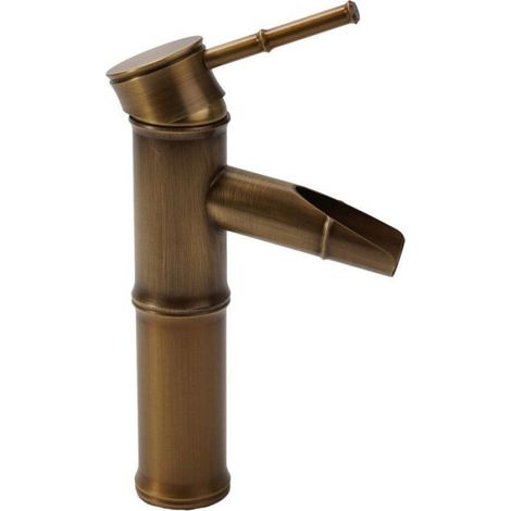 Robinet Lavabo - Laiton - Finition Brun Antique - Monocommande - Pour Salle De Bain Et Cuisine - 1 Pièce (1/4)