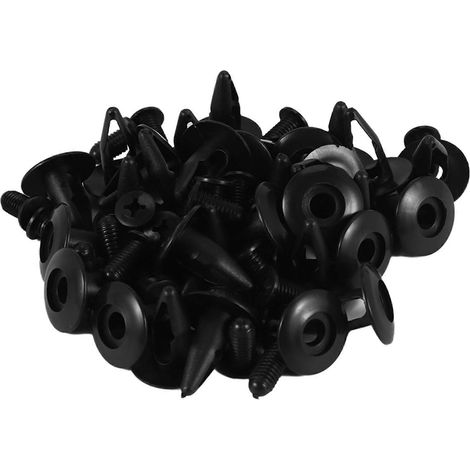 Rivets en plastique noir, diamètre du trou : 6 mm, fixation par pression, lot de 30 (1/5)