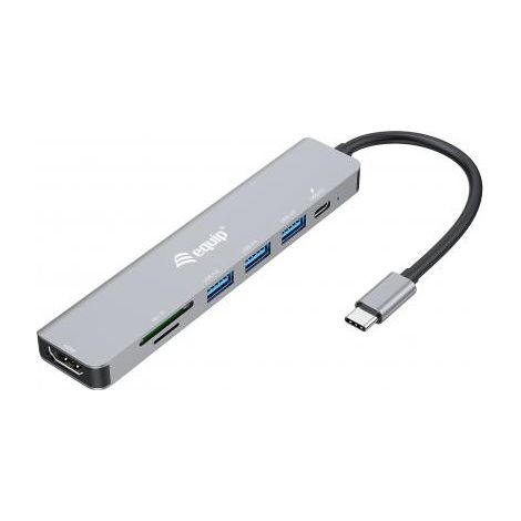 Equip 133494 Adattatore multifunzione USB-C 7 in 1, HDMI 4K/60Hz, USB 3.2 Gen1 x 3, TF/MICRO SD, USB PD 100W (1/4)