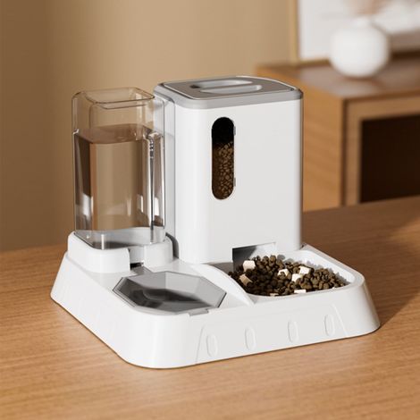 Distributeur Automatique Nourriture Eau - 2-en-1 Anti-renversement - Pour Chiens Chats Lapins - Capacité Élevée - 1 Pièce (1/5)