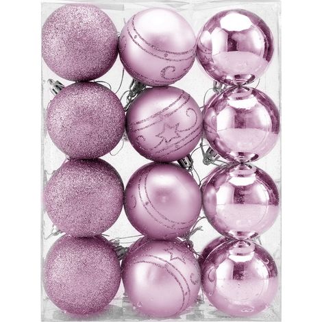CASARIA® Christbaumkugeln Ø 6cm Kunststoff matt glänzend Christbaumschmuck Anhänger Weihnachtsbaumkugeln Weihnachtsdeko Weihnachtsbaum  Pink/Rosa 24er Set