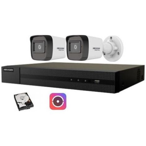 Kit videosorveglianza IP Hikvision Nvr POE 4 Canali 2 telecamere bullet 4 mpx hdd 500GB