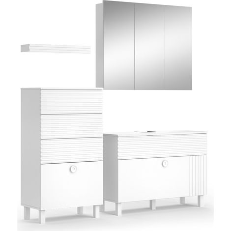 Badmöbel-Set Sola, Weiß, 3 Teile, mit Midischrank, Vicco