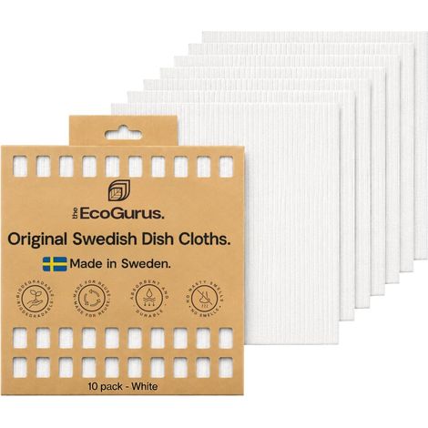 Torchons suédois pour Cuisine, torchons suédois naturels très absorbants, Chiffons éponge en Cellulose – Blanc (1/5)