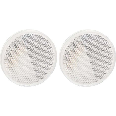 2x Catadioptre rond blanc 60mm autocollant adhésif à coller réflecteur remorque tracteur voiture arrière
