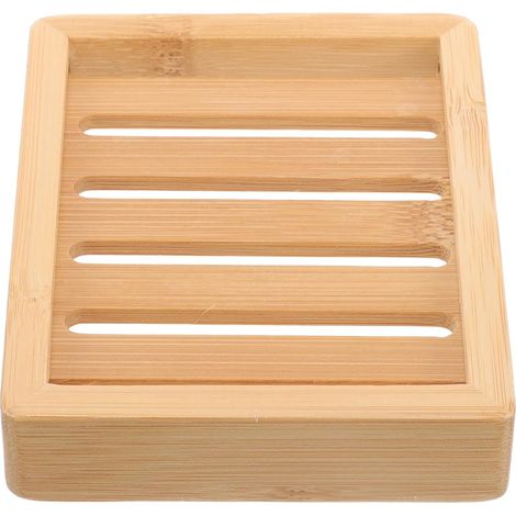 Soap Dish Extends Soap Life, Simple Boat Shape, Handmade Bamboo Soap Holder, Draining Design, Beige for Bathroom (1/5)