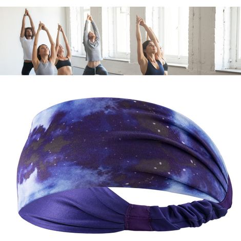 Yoga-Stirnband, stylisches, breites Stirnband mit Batikmuster, atmungsaktiv und schweißableitend, ideal für Fitness, Laufen, Radfahren, blau. (1/5)