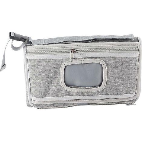 Tapis à langer imperméable pliable grand format gris, matelas change bébé portable pour voyages extérieur, surface spacieuse et résistante à l'eau, coussin de change nomade (1/5)