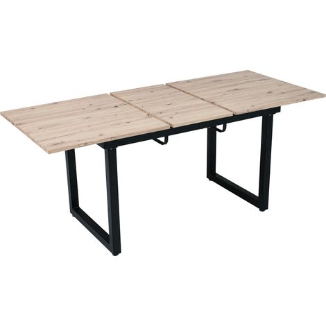 CAIziTable à Manger Extensible 140-180x80x75cm Style Industriel MDF Chêne Noir (1/5)