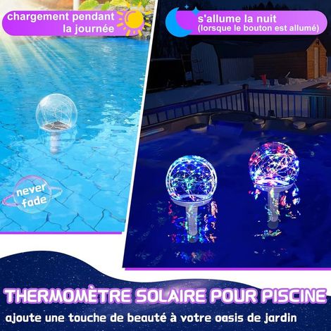 Schwimmendes Poolthermometer, farbiges LED-Solar-Poolthermometer, nachts gut ablesbares Poolthermometer, Schwimmbadwasserthermometer mit Oberlichtern, Spa-Thermometer (1/5)
