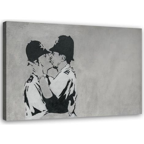 Tableau sur toile Banksy Policiers qui s'embrassent 60x40 (1/5)
