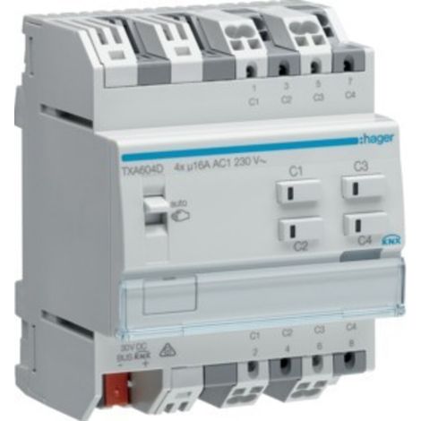 hager KNX Schalt-/Jalousieaktor 4/2-fach KNX easy, 16A, C-Last, für Jalousiesteuerung