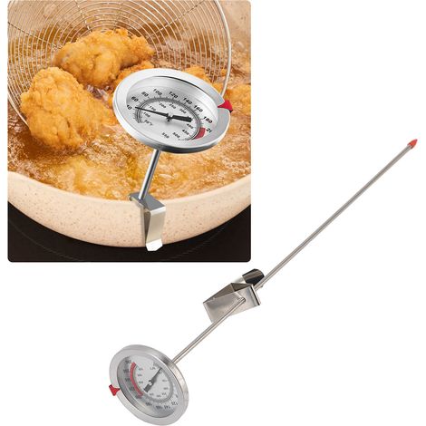 Thermomètre Cuisson Inox 40cm [Cooking Thermometer Stainless Steel 50 to 550℉ 40cm avec Clip métal] Thermomètre mécanique pour grillades et friture (1/5)