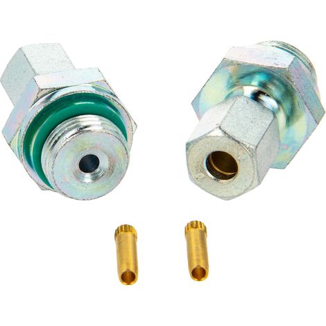 Schneidringverschraubung-Satz Typ GERLB - Schneidring Ø 6 mm x zylindr. AG G 3/8 Zoll, O-Ring & Verstärkungshülse, Stahl verzinkt, Schneidring Messing