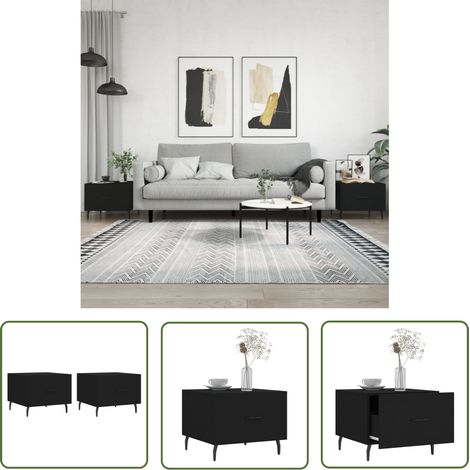 The Living Store Couchtische 2 Stk. Schwarz 50x50x40 cm Holzwerkstoff - Schwarze Couchtische - Holzwerkstoff Couchtisch - Couchtisch Set - Beistelltisch - Wohnzimmerstil (1/5)