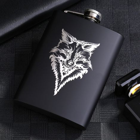 Flacon à Whisky Noir Mat 8OZ, Gourde en Acier Inox Portable pour Voyage et Randonnée (1/2)