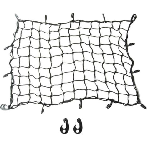 Filet de chargement générique pour barres de toit, robuste et facile à installer grâce à ses crochets et accessoires. (1/5)