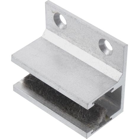 Guide Inférieur de Porte Vitrée Coulissante pour Salle de Bain, Argenté Alliage D'aluminium et Peluche, Convient au Verre de 8 à 14mm, Entraxe 2, 7cm (1/5)