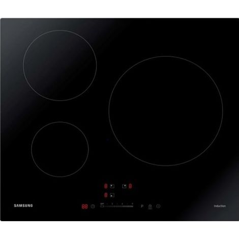 Samsung – NZ63M3707AK – Plaque à induction intégrée 60 cm – 3 foyers – Commande tactile – Puissance 7200W – Écran LED (1/2)