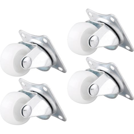 4 roulettes pivotantes universelles 1" blanches pour meubles, chariot ou fauteuil roulant (1/5)