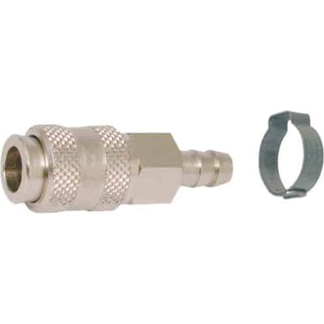 Lacme – Raccord automatique à bague inox pour tuyau Ø 10 mm – Étenchéité optimale – Corps laiton nickelé – Collier de serrage Ø 18.5 (1/2)