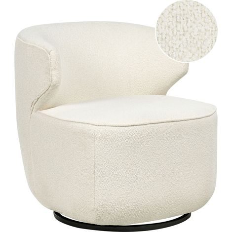 Drehsessel MOLLEBY Bouclé Cremeweiß