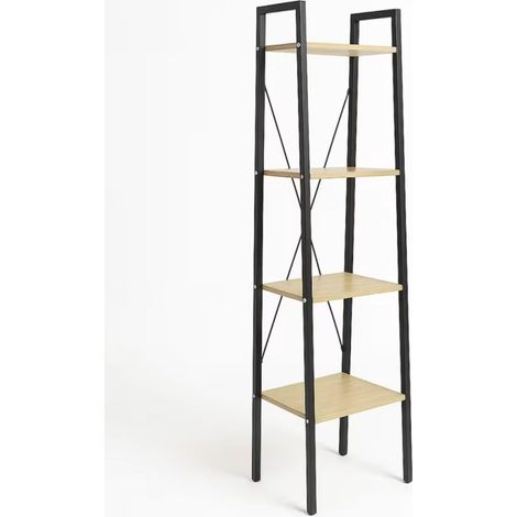 ORION91oficial® - Estantería Librería  4 estantes  MDF y Acero  Color Negro   Despacho  Librería  Dormitorio  Despensa  Oficina  148x33x35 cm - spaziOrion91 - Unidad (1/5)