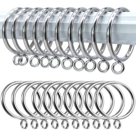 Pack de 20 anneaux de rideau en métal argenté de 38 mm, anneaux de tringle à rideau, anneaux de suspension pour tringles à rideaux, tringles et rideaux, rideaux de douche