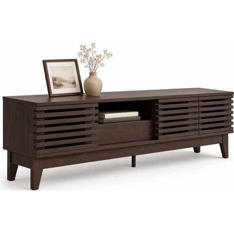 CHICFURN Mueble TV 170 x 35 x 40 cm de aglomerado natural, 3 puertas, 1 cajón (1/5)
