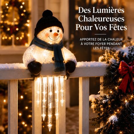 Lampe décorative stalactite bonhomme de neige d'hiver, ornement lumineux ambiance festive style américain 500 g – Livraison gratuite (1/5)