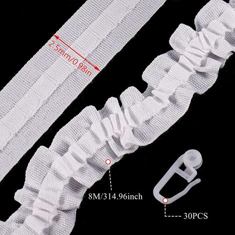 Curtain accessories, fabric ribbon, 8 meters, silent rollers, 30 pieces available in stock. (1/5)