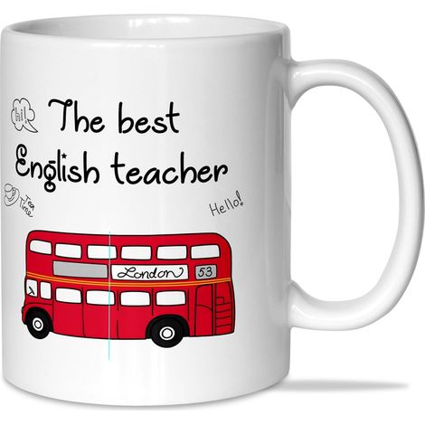 Tasse « The Best English Teacher » - Tasse en céramique 350 ml - Tasse à café petit-déjeuner - Cadeau de fin d'année - Passe au micro-ondes et au lave-vaisselle (1/5)