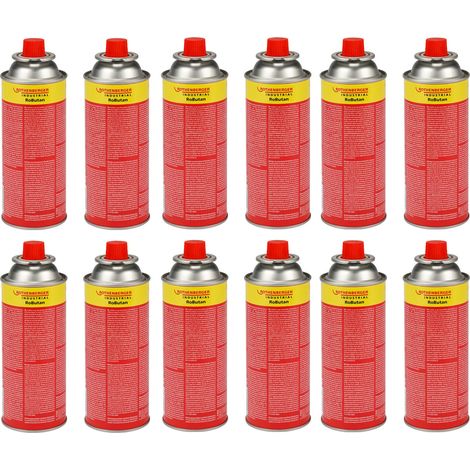 ROTHENBERGER Industrial Gaskartusche RoButan 220 g / 393 ml, Bajonett-Verschluss, MSF-1A, Ventilkartusche Gas Outdoor Camping Brenner Unkrautvernichter, 12 Stück (1/2)