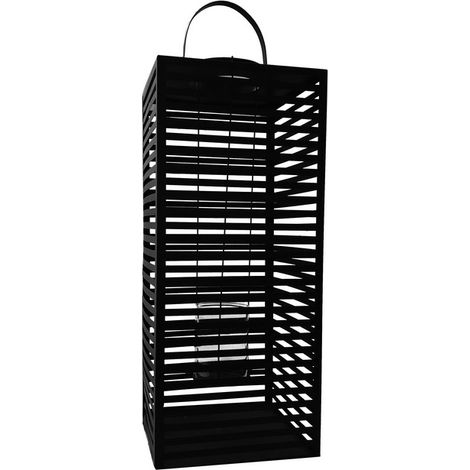 Lanterna da giardino in metallo nero, stile moderno, 25x25 cm, h. 60/70 cm (1/2)