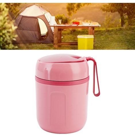 Tarro térmico de doble pared de 480 ml para alimentos, de acero inoxidable 304, ideal para sopas, la oficina, la escuela, viajes, camping, color rosa. (1/5)