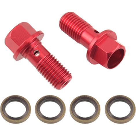 Lot de 2 boulons d'étrier de frein M10 x 1,25 mm avec rondelles pour cylindre de tuyau de frein (1/5)