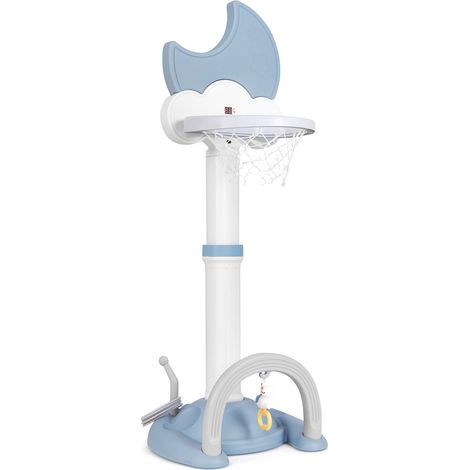 COSTWAY 4-In-1 Kids Basketball Hoop Adjustable Kids Sports Center-Blue (1/5)