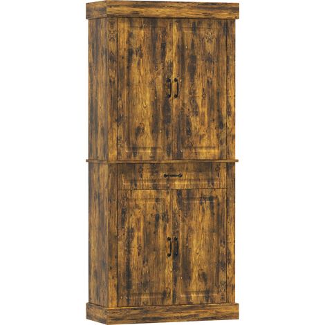 Tall Kitchen Cupboard, Kitchen Pantry Cabinet Drawer, Shelves, Brown (1/5)