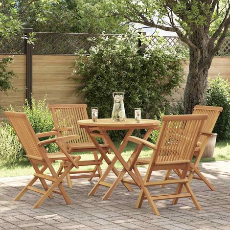 Juego de comedor para jardín 5 piezas madera maciza teca