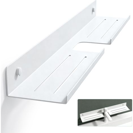 Mai & Mai Étagère Murale en Acier Carbone pour Robinet Support Rangement au Mur Étagère Lavabo Évier à Poser pour Salle de Bain Cuisine Blanc Sablé 600×100×50 MM Reglo-17 (1/5)