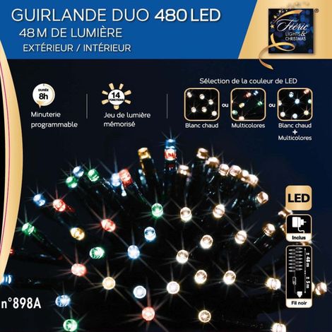 Guirlande extérieur 480 LED multicolores/blanc chaud programmable (1/2)